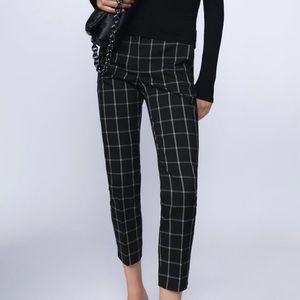 Check jogger mid waist trousers